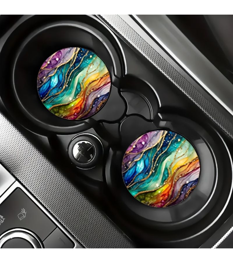 8pcs Line Pattern Car Coasters Non Slip Washable Abstract Interior Decoration - Image 2