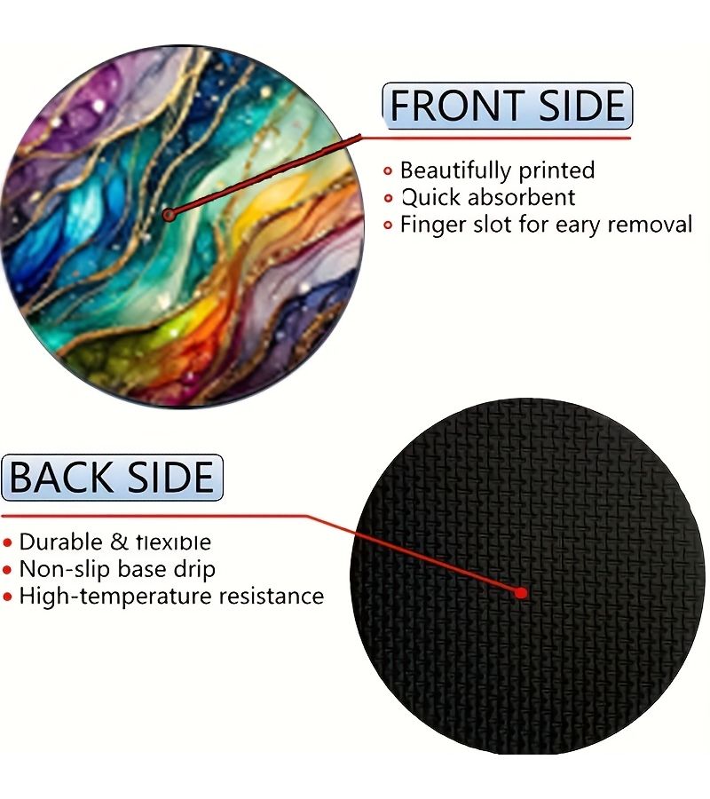 8pcs Line Pattern Car Coasters Non Slip Washable Abstract Interior Decoration - Image 4