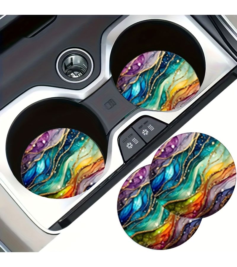 8pcs Line Pattern Car Coasters Non Slip Washable Abstract Interior Decoration - Image 1
