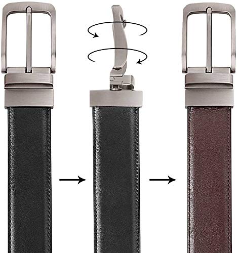 ZORO Men's Vegan Leather Reversible Black and Brown Belt | Formal/Casual | Rotating Buckle | RSTX-04 | Size - 32 - Image 3