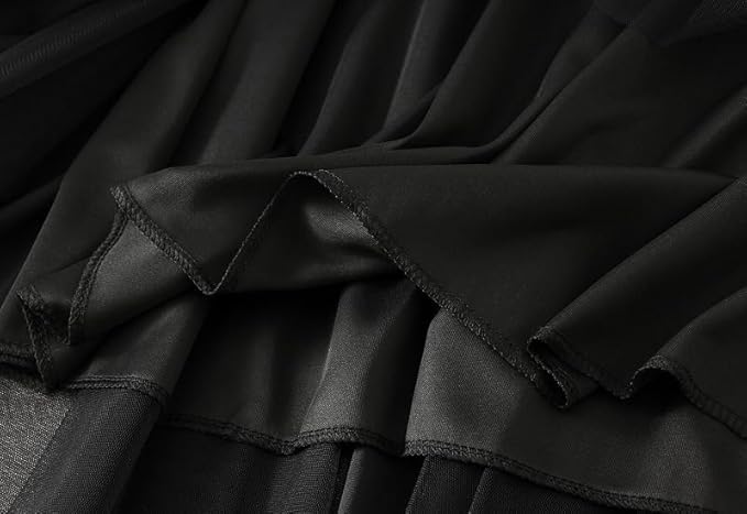 Femiserah Women's Long Rainbow A Line Tulle Tutu Skirts Tiered Skirt Petticoat（One Size, 579 Black - Image 5