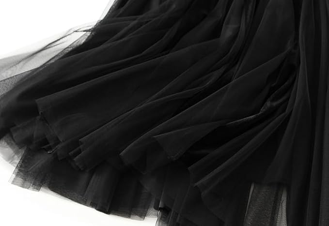 Femiserah Women's Long Rainbow A Line Tulle Tutu Skirts Tiered Skirt Petticoat（One Size, 579 Black - Image 4