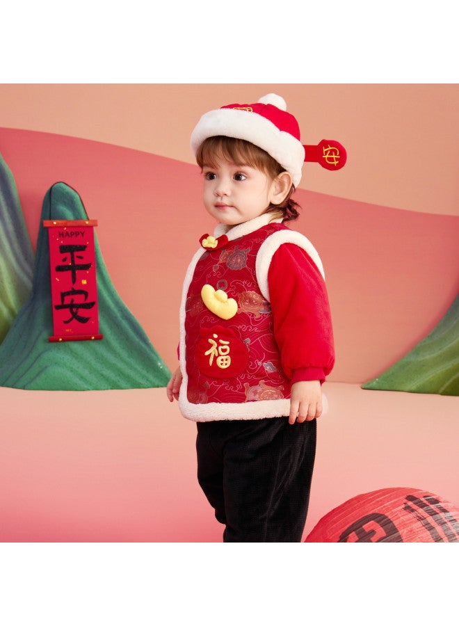 Balabala Chinese Style Infant Cotton Outfit Set, Kids Jacket For Boys And Girls, Spring Baby Fleece-lined Cute Spring Wear - Image 3