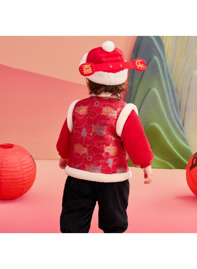 Balabala Chinese Style Infant Cotton Outfit Set, Kids Jacket For Boys And Girls, Spring Baby Fleece-lined Cute Spring Wear - Image 5