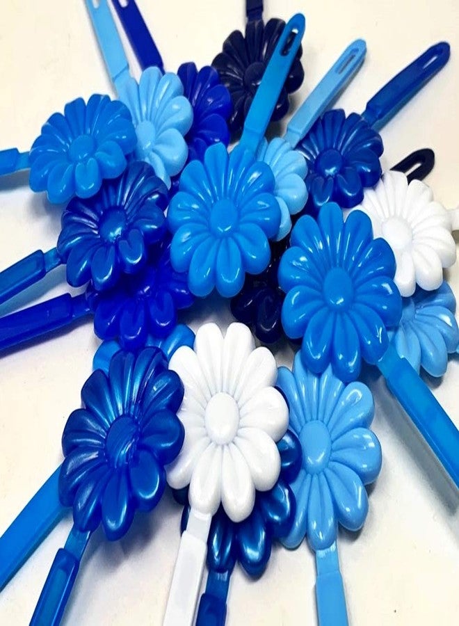 Tara Girls Self Hinge Plastic Flower Hair Barrettes 18 Pieces Selection (Blue Mix) - Image 2