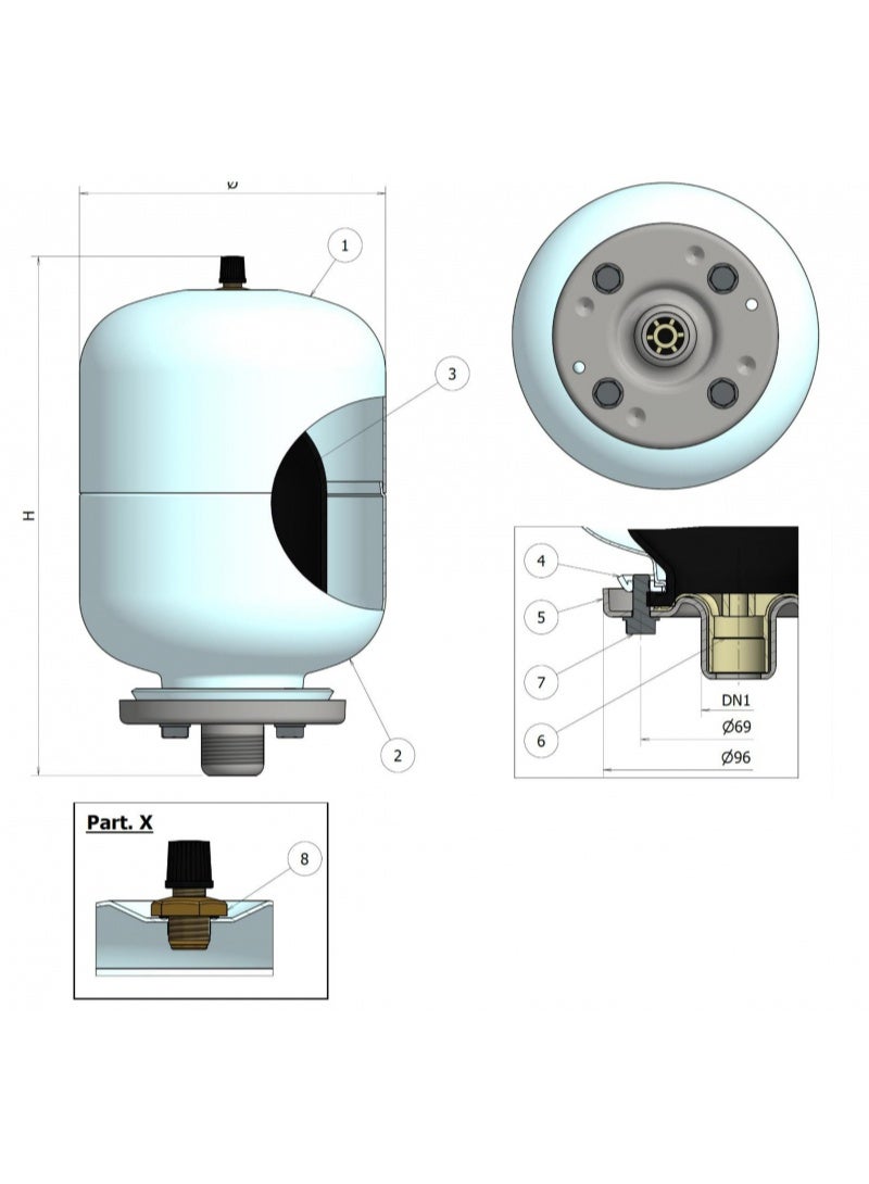 24 liter round water tank, blue color - Image 3