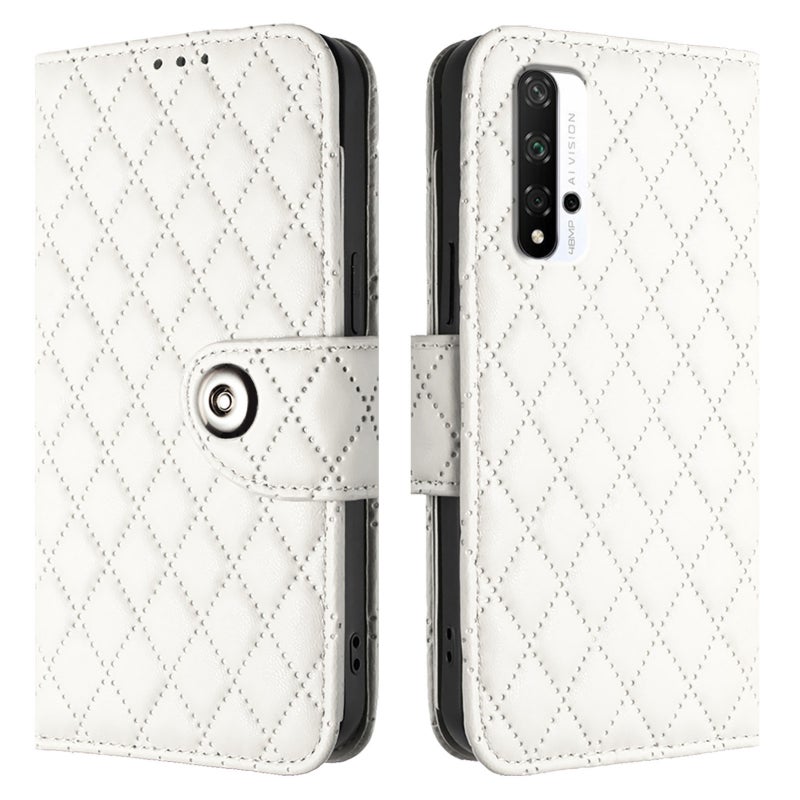 HuHa Protective Cover For Honor 20 / 20 Pro / 20S Rhombic Texture Flip Leather Phone Case with Lanyard(White) - Image 2