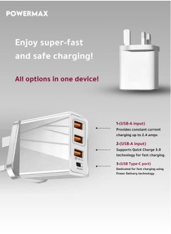 PowerMax Powermax 65W, 4 Port Wall Charger Adapter - Features GAN Power, USB-C/A Ports, and Fast, Safe Charging with Integrated Protection Against Overheating and Overvoltage. Compatible with Apple and Android Devices  - Image 3