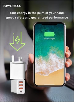 PowerMax Powermax 65W, 4 Port Wall Charger Adapter - Features GAN Power, USB-C/A Ports, and Fast, Safe Charging with Integrated Protection Against Overheating and Overvoltage. Compatible with Apple and Android Devices  - Image 2