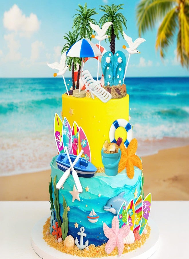 Knana 23Pcs Hawaiian Cake Topper Beach Theme Cake Decorations Surfboard Cake Topper for Summer Beach Birthday Party Supplies - Image 4