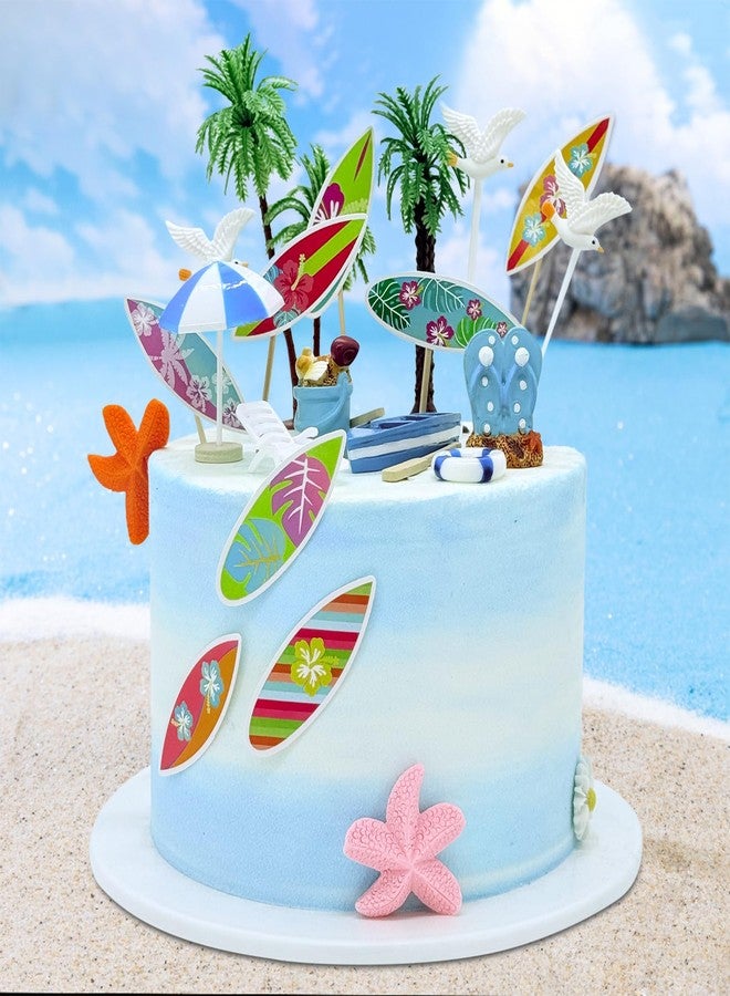 Knana 23Pcs Hawaiian Cake Topper Beach Theme Cake Decorations Surfboard Cake Topper for Summer Beach Birthday Party Supplies - Image 5