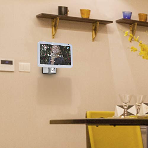 ATOPHK Echo Show 8 Wall Mount Stand, Aluminum Swivel Stand for Amazon Echo Show 8, Horizontal 360 Rotation Base White+Silver ES013-02 - Image 5