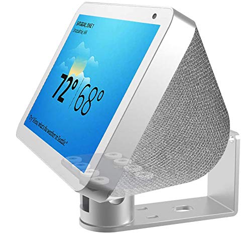 ATOPHK Echo Show 8 Wall Mount Stand, Aluminum Swivel Stand for Amazon Echo Show 8, Horizontal 360 Rotation Base White+Silver ES013-02 - Image 1