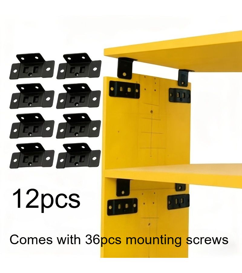 48pcs Black L Shaped Metal Fasteners Set with Screws for Furniture Shelves - Image 2