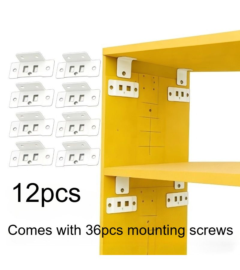 48pcs Black L Shaped Metal Fasteners Set with Screws for Furniture Shelves - Image 4