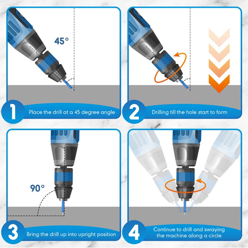 Holimax Dry Diamond Drill Bits Set 10 PCs 1/4" 6mm Small Diamond Hole Saw Kit for Granite Marble Porcelain Tile Ceramic Stone Glass Hard Materials (not for Wood) Round Shank - Image 3