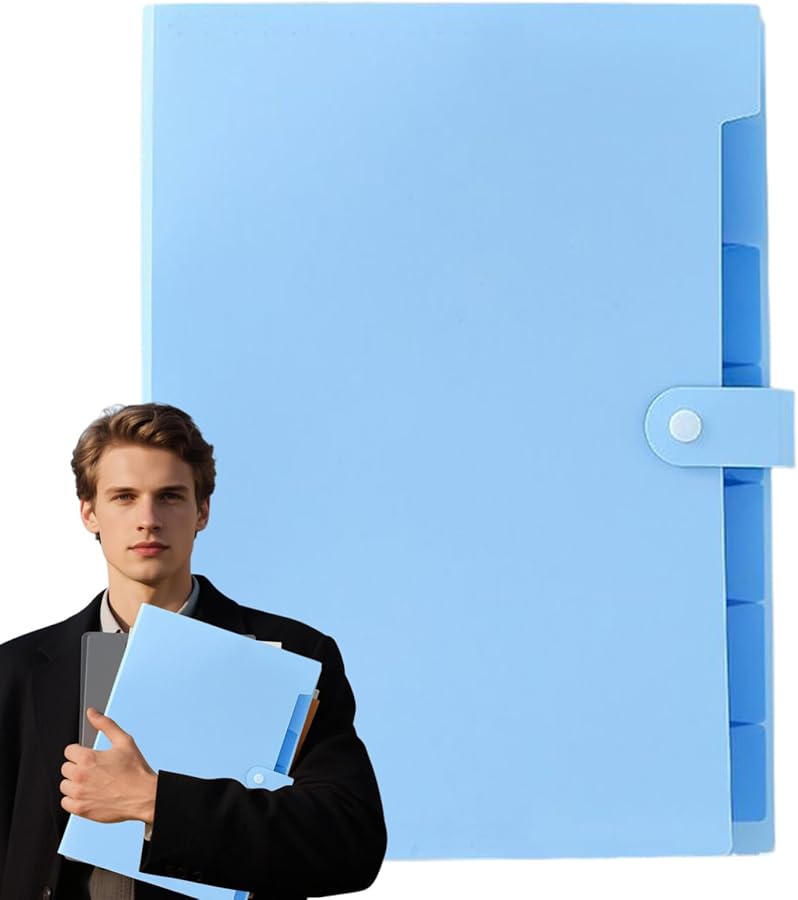 Sky Blue A4 Document Organizer Portable Storage For Office Home School - Image 1