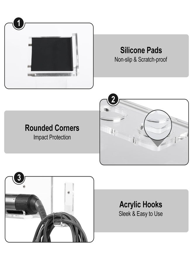 TEXOVYRAX Storage Holder Wall Mount for Dyson Airwrap Attachment, Upgraded 7 Holes Acrylic Organizer Rack for Airwrap Styler Accessories, for Bathroom Vanity, Save Space, Crystal Clear - Image 4