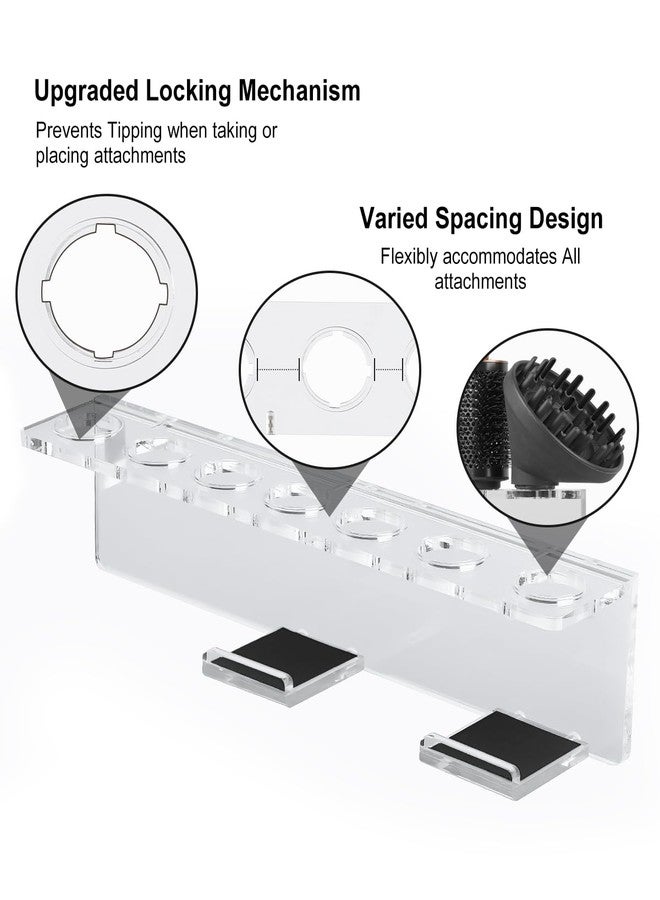 TEXOVYRAX Storage Holder Wall Mount for Dyson Airwrap Attachment, Upgraded 7 Holes Acrylic Organizer Rack for Airwrap Styler Accessories, for Bathroom Vanity, Save Space, Crystal Clear - Image 3