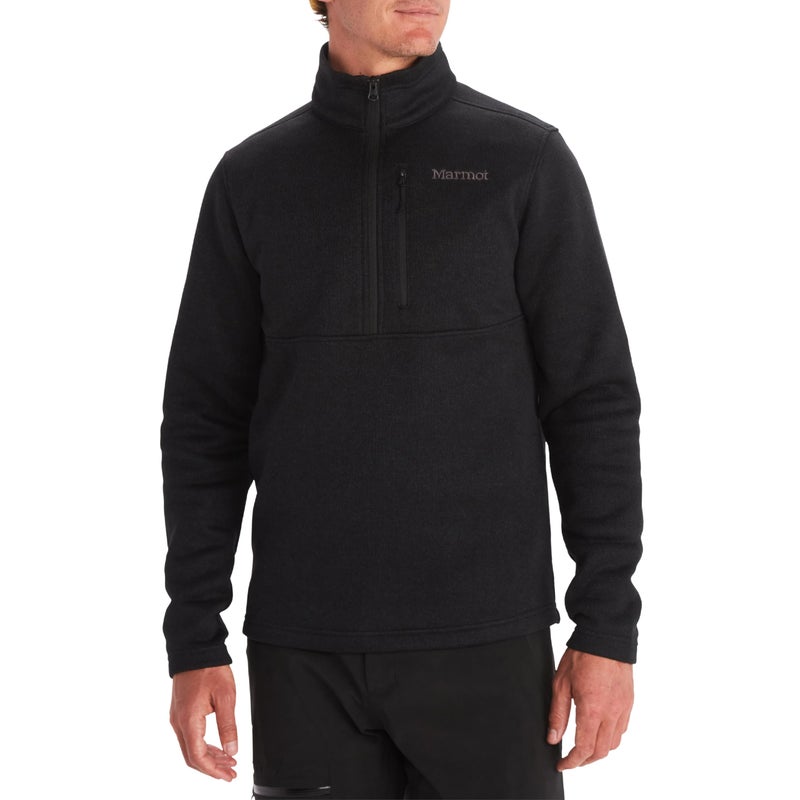 MARMOT Men's Drop Line 1/2 Zip Fleece Jacket, Black, Small - Image 1