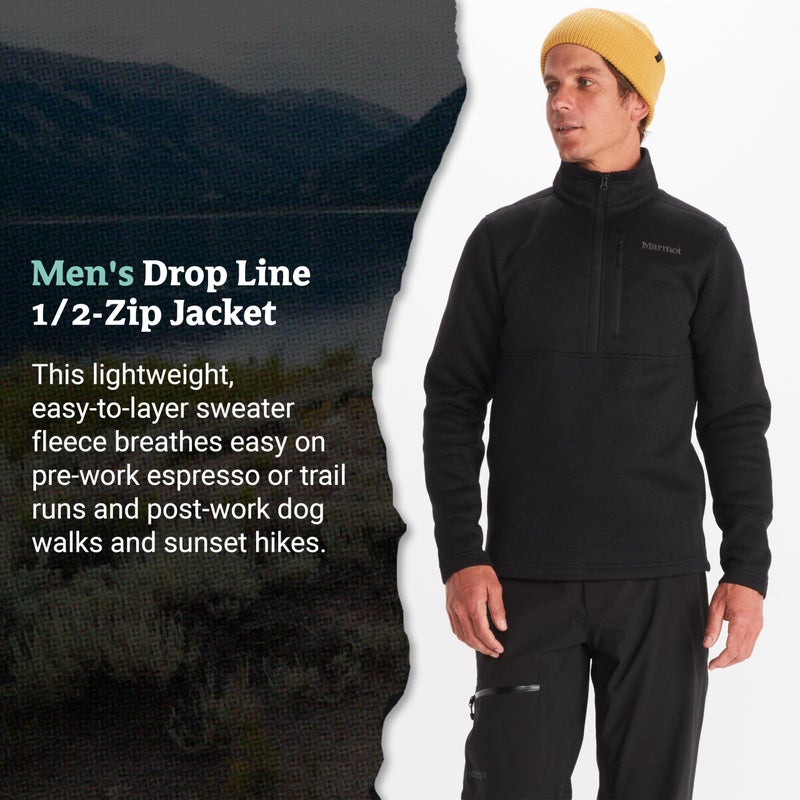MARMOT Men's Drop Line 1/2 Zip Fleece Jacket, Black, Small - Image 4