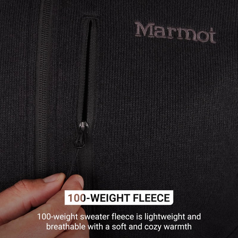 MARMOT Men's Drop Line 1/2 Zip Fleece Jacket, Black, Small - Image 3