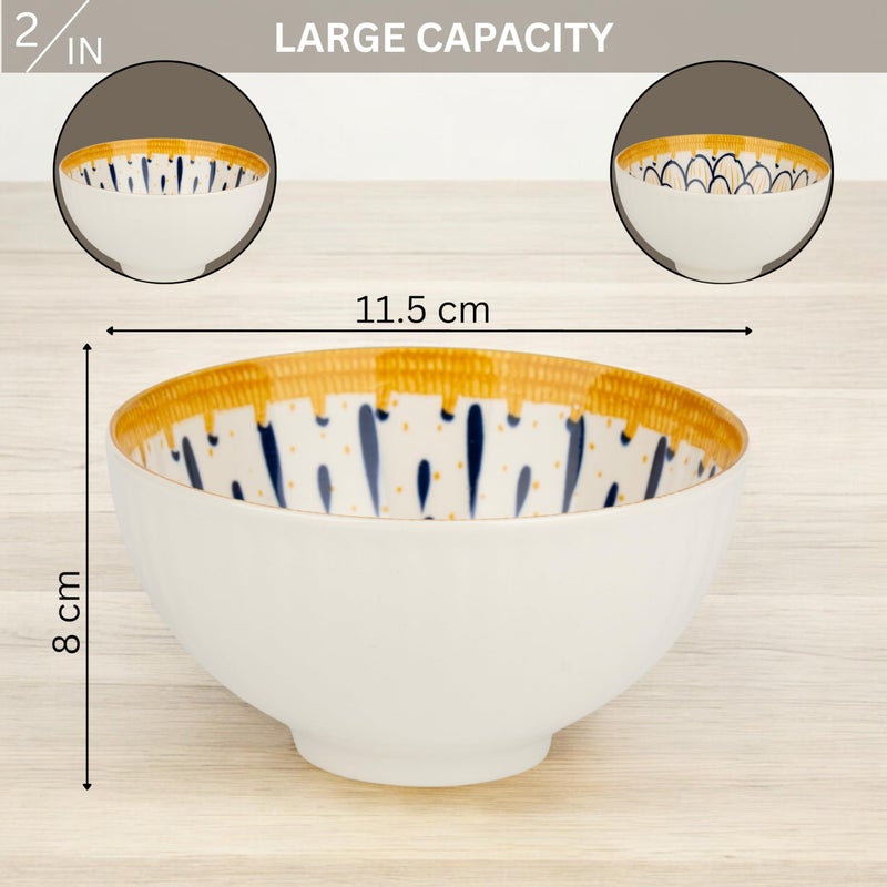 Lupro Ceramic Serving Bowl Microwave Oven Safe Multipurpose for Soup Snacks Pasta Curd Dessert with Aesthetic Vintage Mandala Design Home Kitchen Dining Gift (Set of 2, 310ml) - Image 2