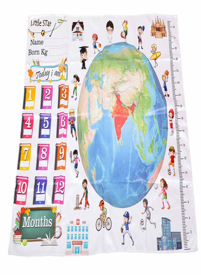 Keshav Creation Baby Boy's and Baby Girl's Monthly Milestone Forever Love Growth Chart Picture Blanket with Month Marker Multicolour 0 to 12 Months_Earth_1 - Image 3