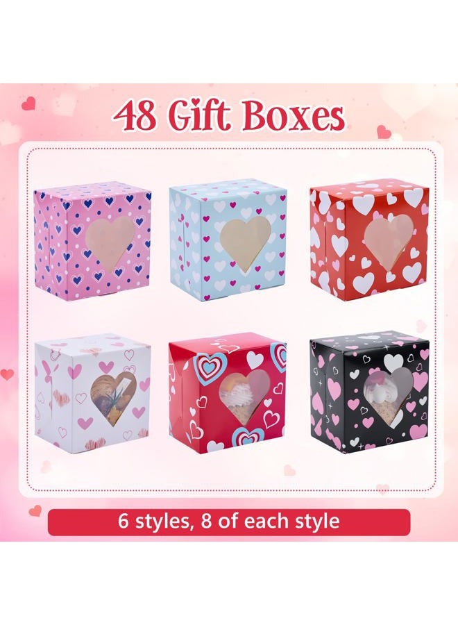 Galetcy 48 Pcs Valentine Treat Boxes, 4x4x2.5 Bakery Box with Window for Cookies, Pastries, Candy, Cupcakes, Donuts & Desserts, Party Gift Giving - Image 4