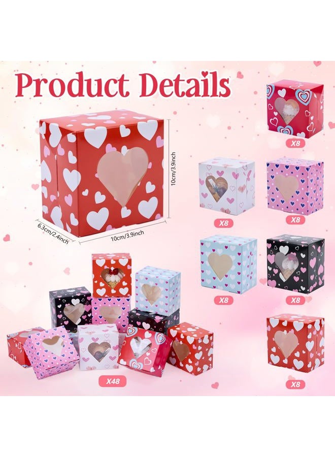 Galetcy 48 Pcs Valentine Treat Boxes, 4x4x2.5 Bakery Box with Window for Cookies, Pastries, Candy, Cupcakes, Donuts & Desserts, Party Gift Giving - Image 3