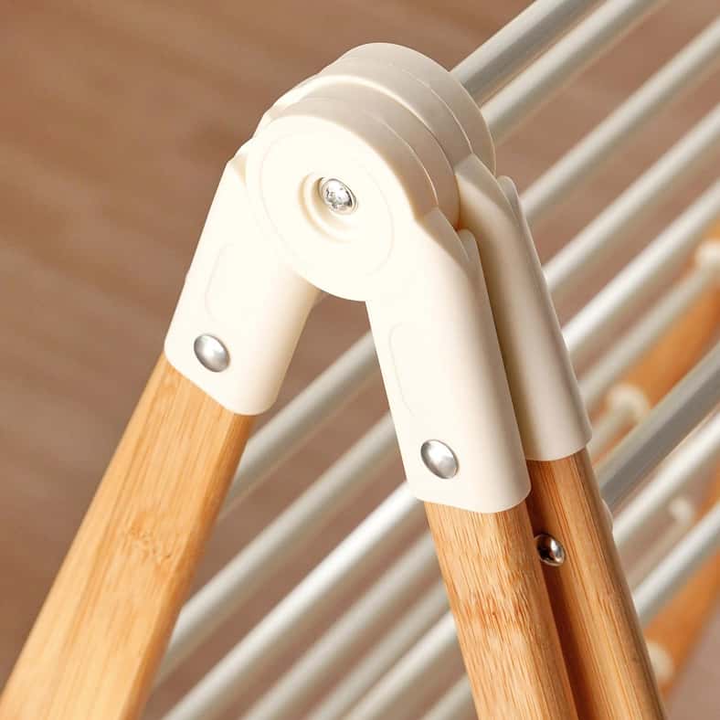 Pan Home مجفف ملابس قابل للطي من الخيزران الطبيعي للمنزل - Image 4