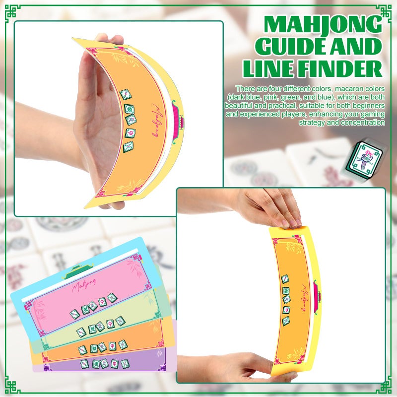 Faccito 4 Pcs Mahjong Card Guide and Line Finder for Strategy Tool for Beginners, for Travel, Parties, Competitions, Game Nights(7.48 x 2.76 Inches,Cute,Macron Color) - Image 5