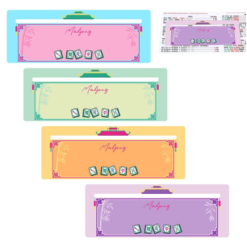 Faccito 4 Pcs Mahjong Card Guide and Line Finder for Strategy Tool for Beginners, for Travel, Parties, Competitions, Game Nights(7.48 x 2.76 Inches,Cute,Macron Color) - Image 1