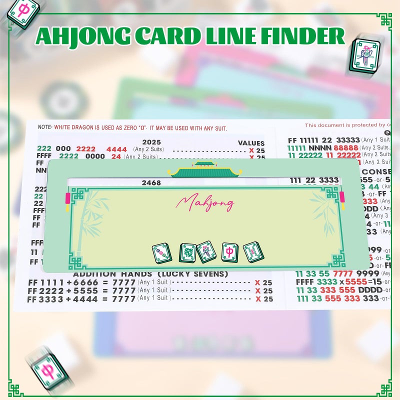Faccito 4 Pcs Mahjong Card Guide and Line Finder for Strategy Tool for Beginners, for Travel, Parties, Competitions, Game Nights(7.48 x 2.76 Inches,Cute,Macron Color) - Image 3
