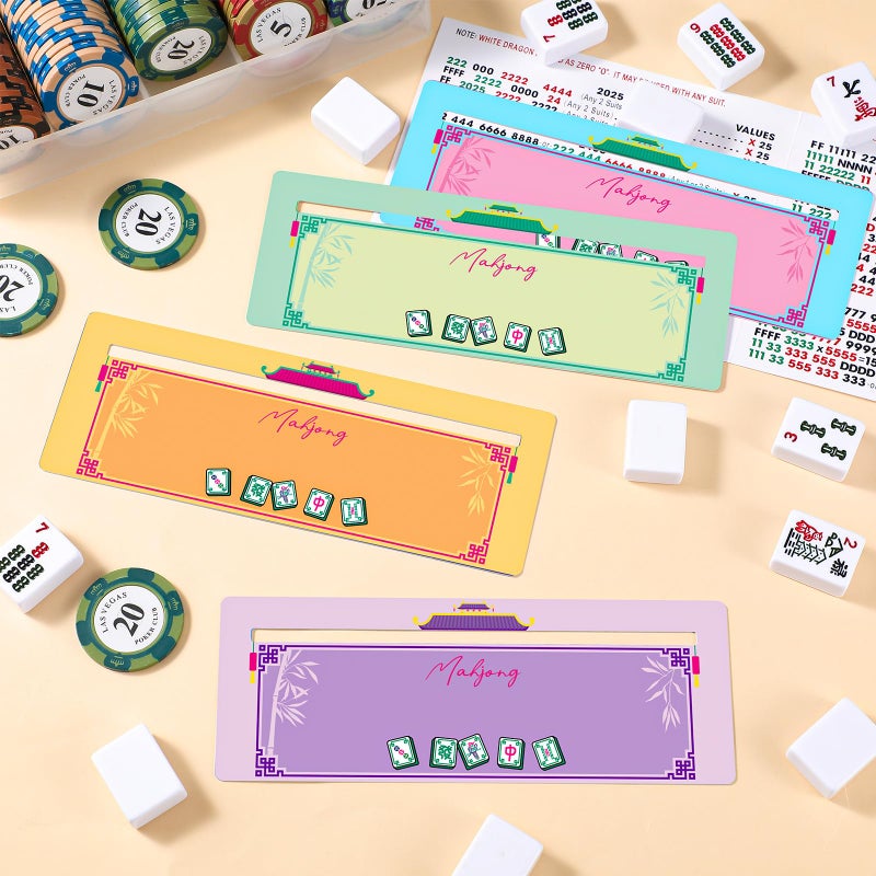 Faccito 4 Pcs Mahjong Card Guide and Line Finder for Strategy Tool for Beginners, for Travel, Parties, Competitions, Game Nights(7.48 x 2.76 Inches,Cute,Macron Color) - Image 4
