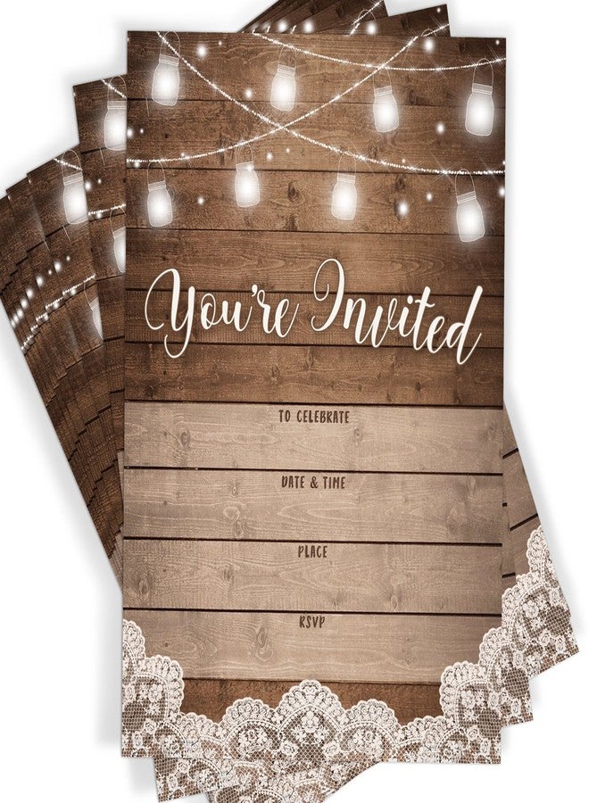 Printed Party Fill-in Invitations and Envelopes, Rustic, Set of 25 - Image 3