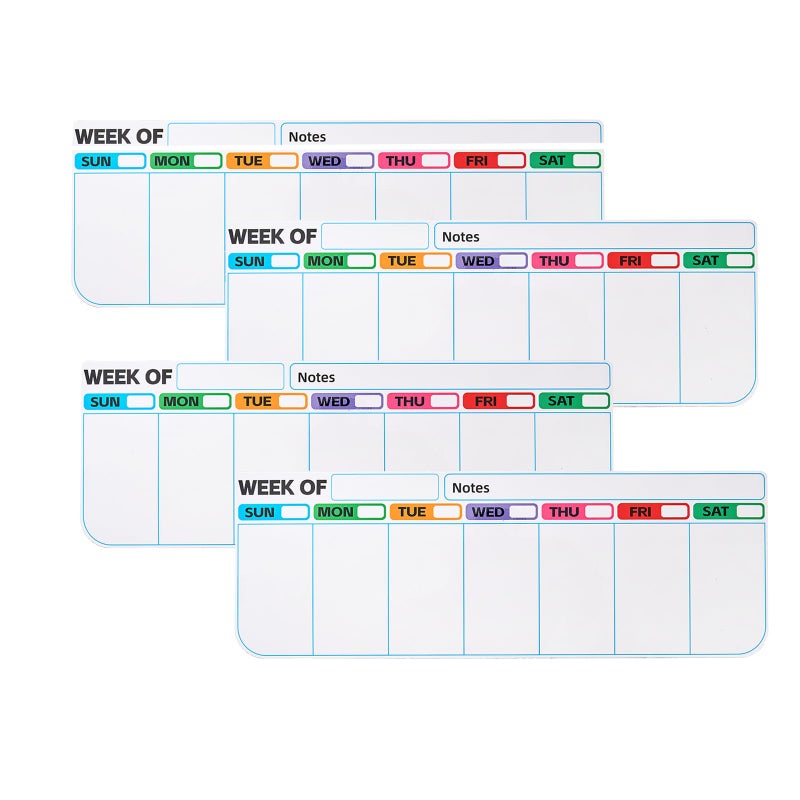MANWU 4 pack weekly fridge calendar Magnet rotate by week,reusable rotating Dry Erase calendar Planner magnetic to keep track of work and school schedules,13.9 x 4.9 inch - Image 1