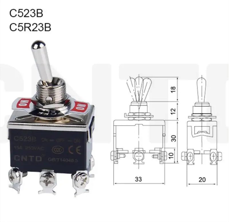 C5R23B Self Reset Toggle Button On Off Key Switch Industrial Equipment Accessories 10Pcs - Image 3