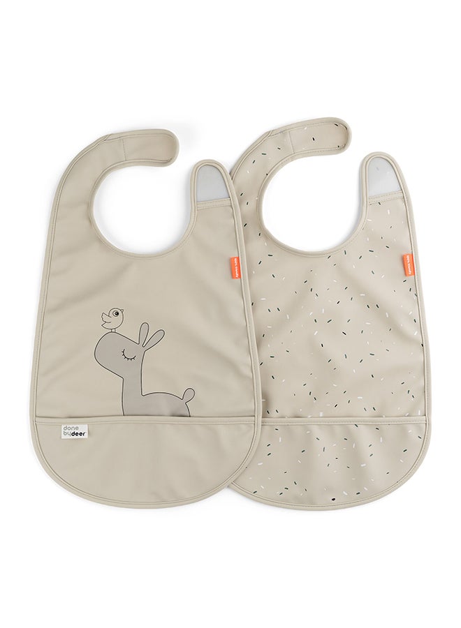 done by deer Bib With Velcro 2-Pack Lalee Sand | Waterproof Baby Bibs | Soft  And  Adjustable | Easy-Clean Feeding Bibs | Lightweight  And  Durable - Image 1