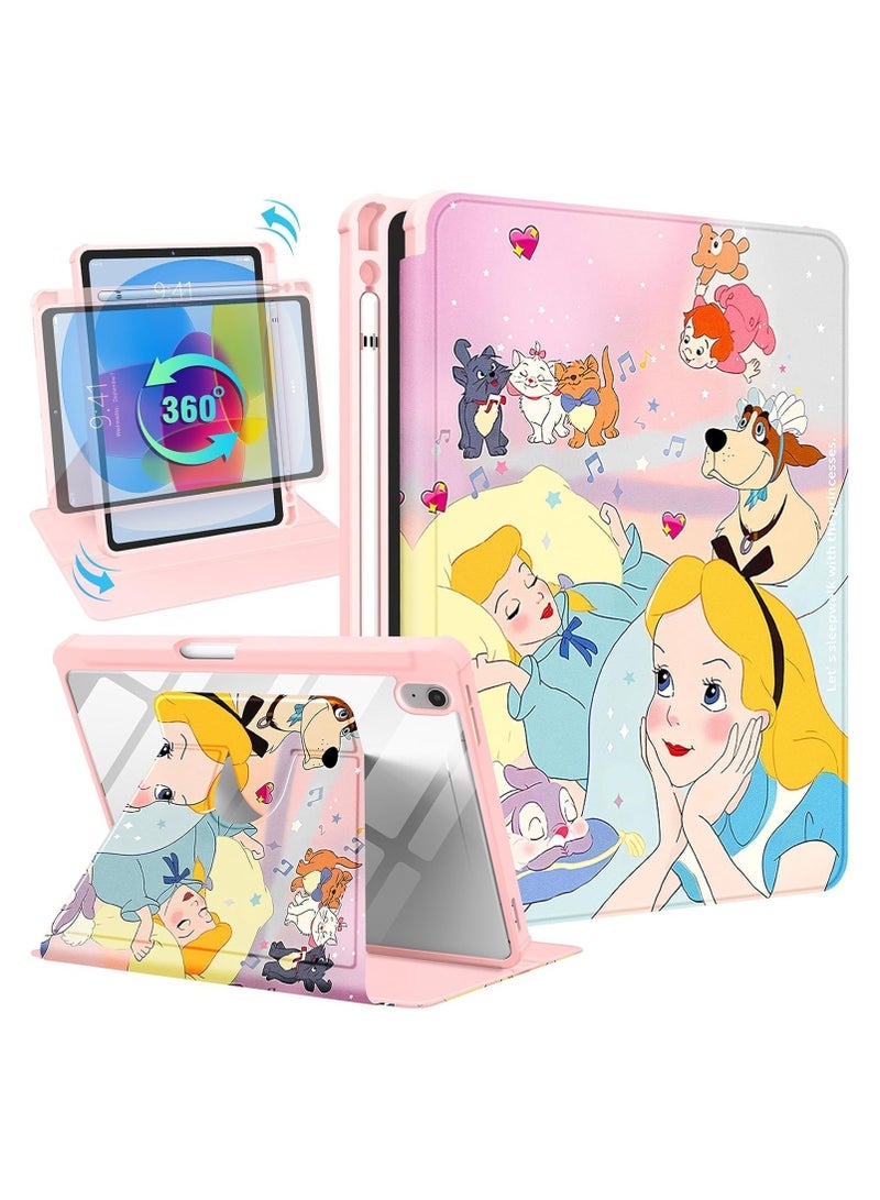 Suitable for iPad 10th Generation Case 10.9 inch 2022 Cute Cartoon Kawaii Girl Child Teenage Girl Female Design Cover, 360 Degree Rotating Folio Pencil Holder, Sleeping - Image 1
