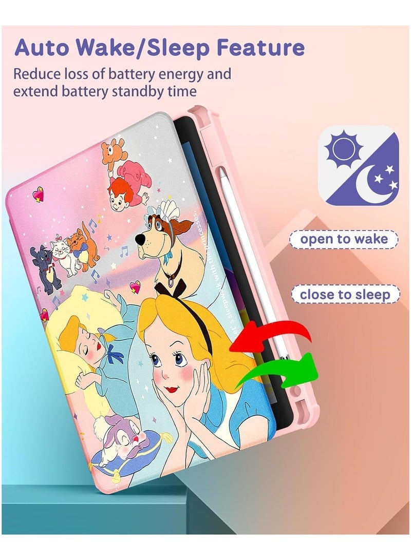 Suitable for iPad 10th Generation Case 10.9 inch 2022 Cute Cartoon Kawaii Girl Child Teenage Girl Female Design Cover, 360 Degree Rotating Folio Pencil Holder, Sleeping - Image 5