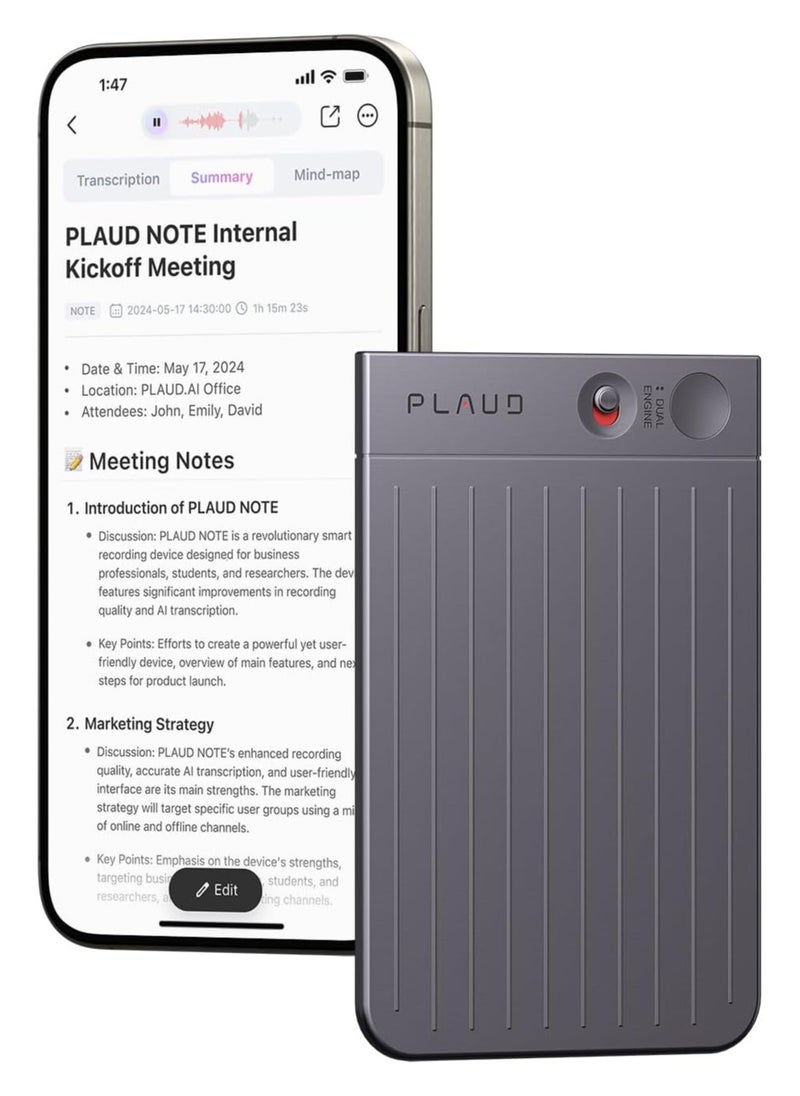 PLAUD - Note AI Voice Recorder (Black) - Image 1