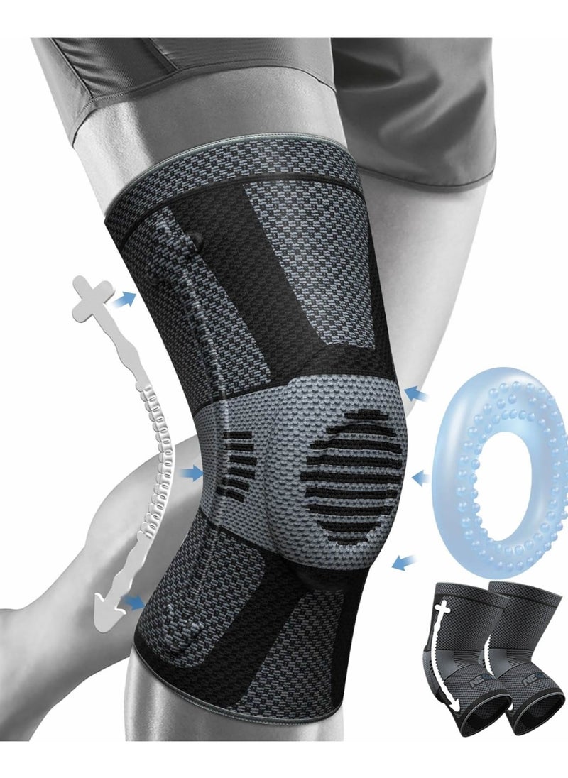 Generic 2Pcs Professional Knee Brace for Pain Relief, Medical Knee Compression Sleeve, Knee Support with Horizontal Knit Tech for Meniscus Tear, ACL(L Size)  - Image 1