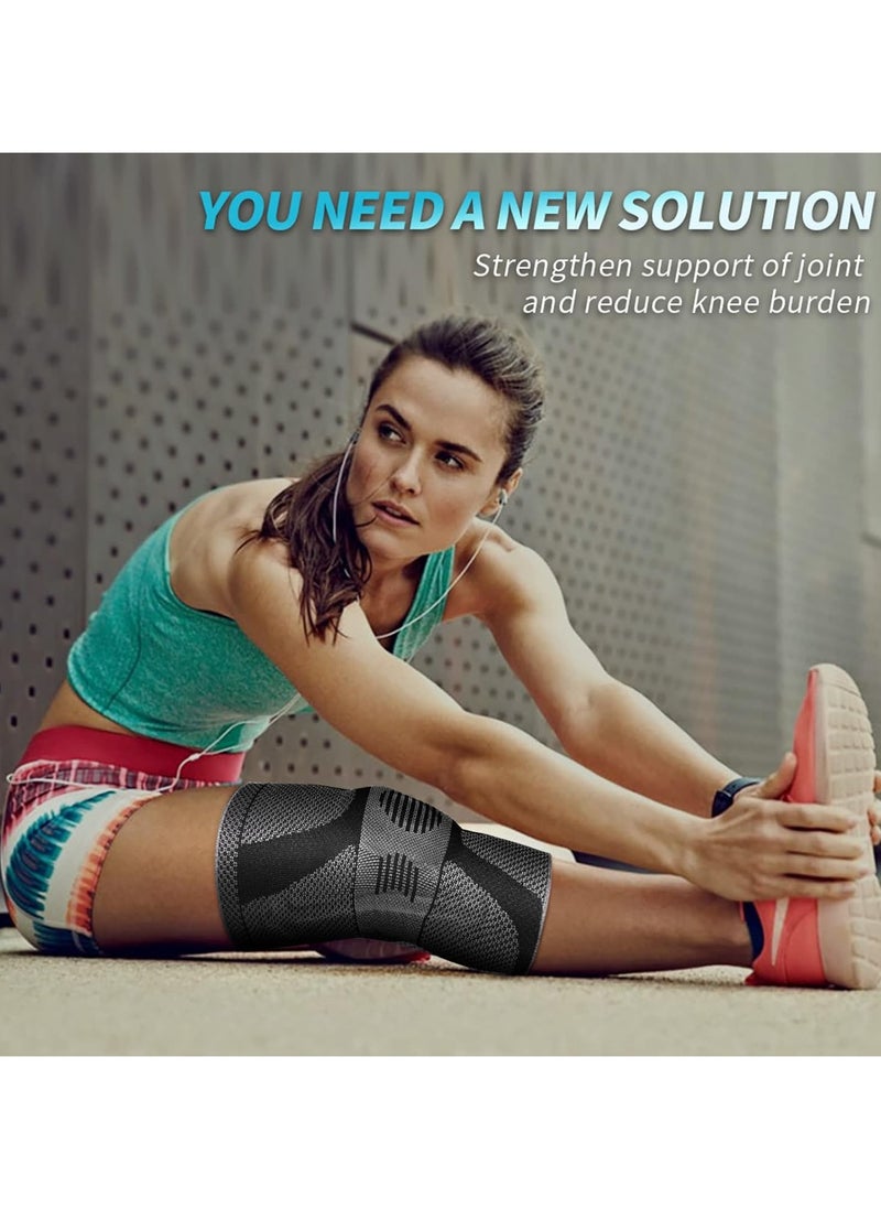 Generic 2Pcs Professional Knee Brace for Pain Relief, Medical Knee Compression Sleeve, Knee Support with Horizontal Knit Tech for Meniscus Tear, ACL(L Size)  - Image 4