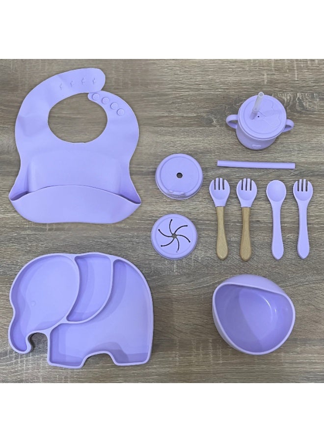 شيكو 🐘 مجموعة إطعام وتدريب الطفل على الأكل الذاتي من السيليكون الفاخر - طبق الفيل المقسَّم ووعاء شفط مضاد للانسكاب - Image 2