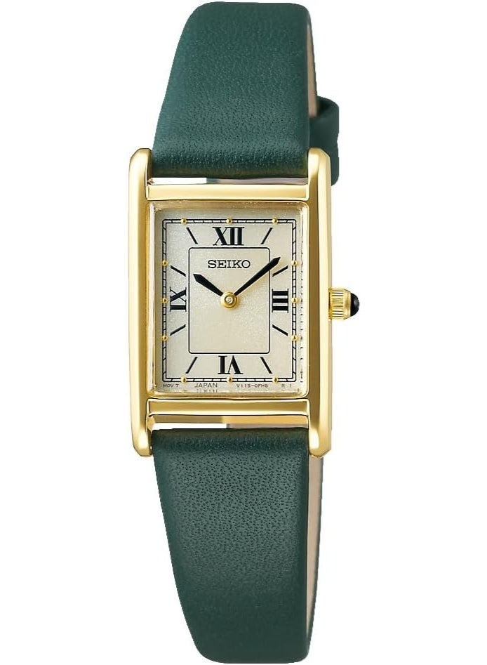 Seiko Selection Nano Universe Special Edition Solar Analog Women’s Watch STPR066, 18 mm Beige Dial, Green Leather Strap, 30m WR - Image 1