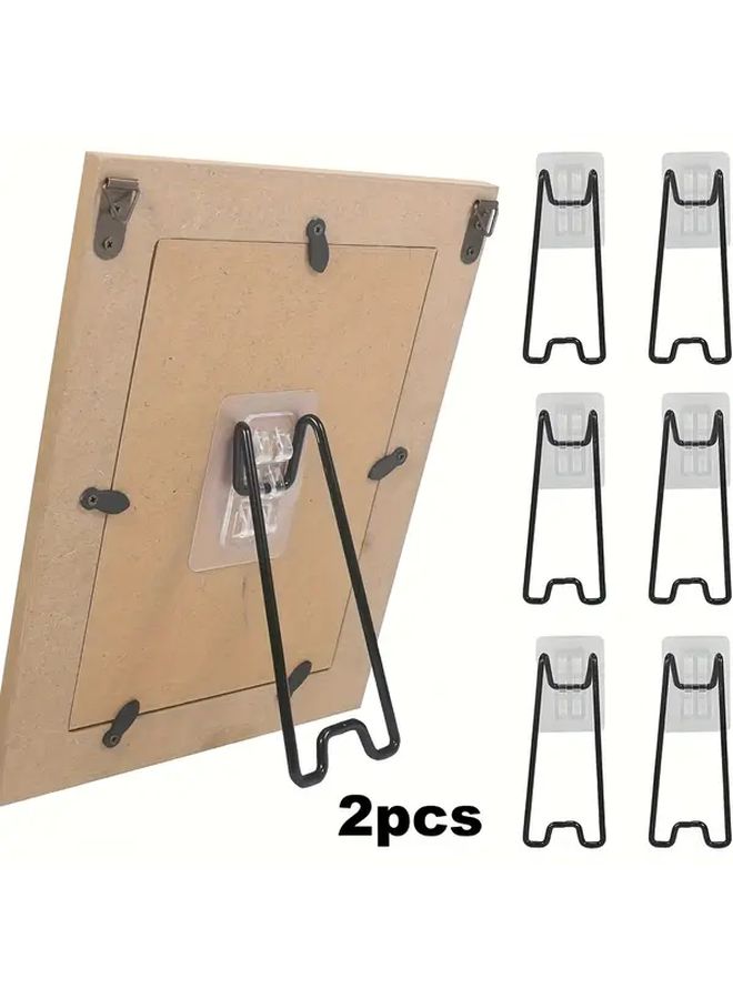 2 Pack Self Adhesive Heavy Duty Steel Picture Frame Easels 5.9 10.2 Inch Black - Image 1