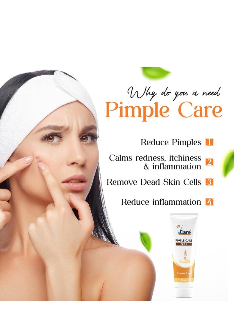 في كير جل العناية بالبثور من في كير لجميع أنواع البشرة، 30 جم مع الشاي الأخضر والنيم لإزالة بقع البثور، عبوة من قطعة واحدة - Image 2