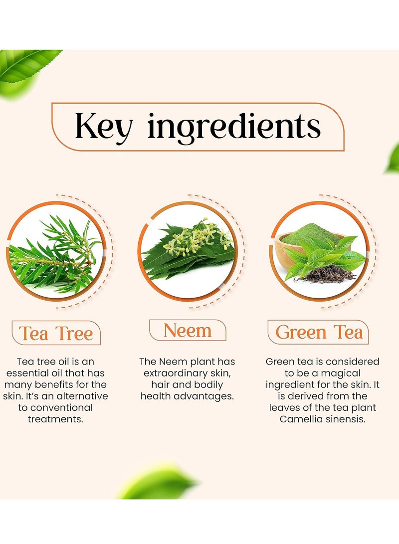 في كير جل العناية بالبثور من في كير لجميع أنواع البشرة، 30 جم مع الشاي الأخضر والنيم لإزالة بقع البثور، عبوة من قطعة واحدة - Image 3