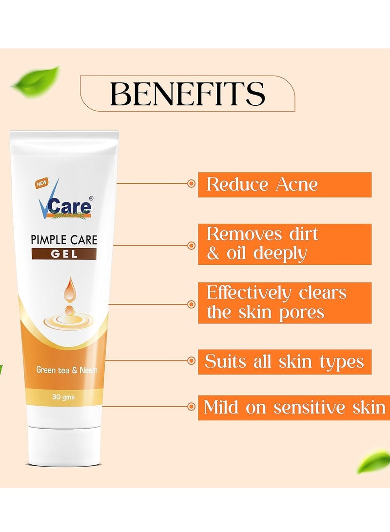 في كير جل العناية بالبثور من في كير لجميع أنواع البشرة، 30 جم مع الشاي الأخضر والنيم لإزالة بقع البثور، عبوة من قطعة واحدة - Image 5